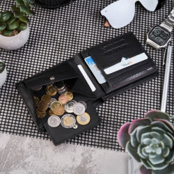 Czarny skórzany portfel męski RFID Paolo Peruzzi T-47-BL