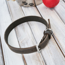 OBROŻA DLA PSA SKÓRZANA W STYLU VINTAGE BRĄZOWA ROZM. L/XL PETSOME 21P02L