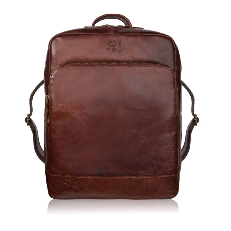 Plecak męski skórzany vintage na laptopa miejski brązowy Paolo Peruzzi IM-07-CG