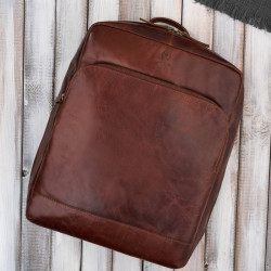 Plecak męski skórzany vintage na laptopa miejski brązowy Paolo Peruzzi IM-07-CG