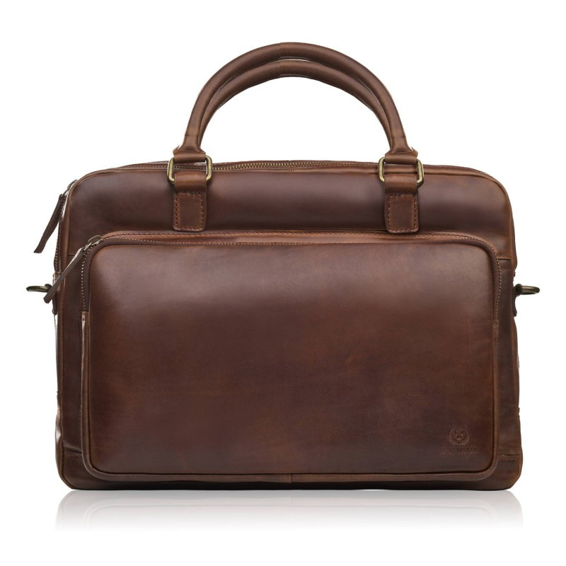 Męska torba skórzana na laptopa do pracy na co dzień brązowa Paolo Peruzzi IM-06-BR