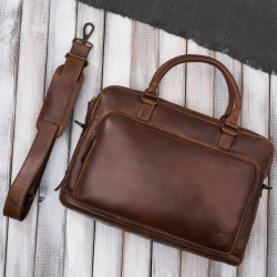 Męska torba skórzana na laptopa do pracy na co dzień brązowa Paolo Peruzzi IM-06-BR