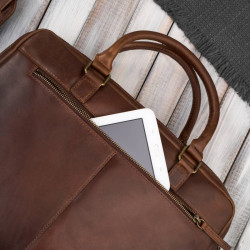 Męska torba skórzana na laptopa do pracy na co dzień brązowa Paolo Peruzzi IM-06-BR