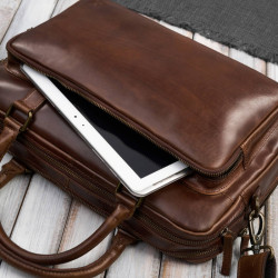 Męska torba skórzana na laptopa do pracy na co dzień brązowa Paolo Peruzzi IM-06-BR