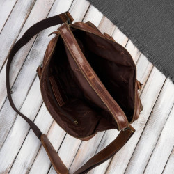 Męska torba skórzana na laptopa do pracy na co dzień brązowa Paolo Peruzzi IM-06-BR