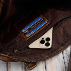 Męska torba skórzana na laptopa do pracy na co dzień brązowa Paolo Peruzzi IM-06-BR