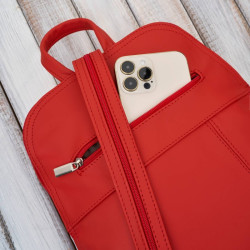 Plecaczek damski skórzany czerwony mały plecak miejski Abruzzo ABR-38-RD