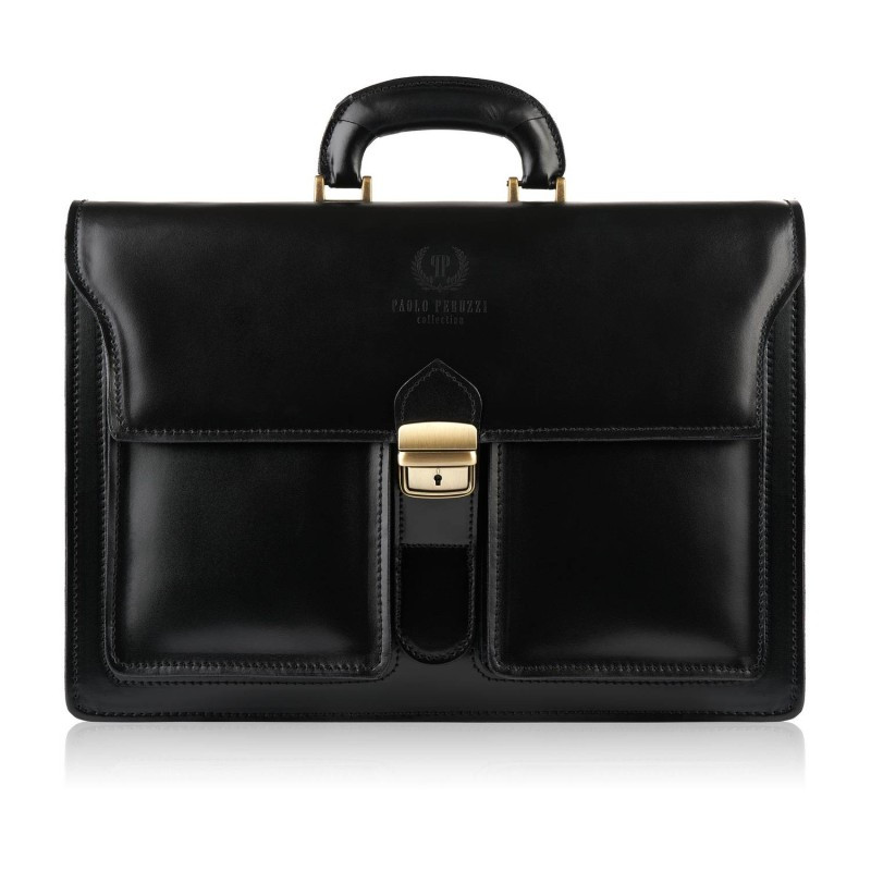 Skórzana teczka męska czarna Paolo Peruzzi N02-BL