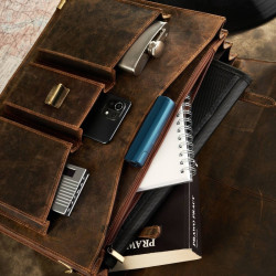 Aktówka męska skórzana vintage Paolo Peruzzi T-80-HBR