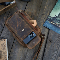 Skórzana saszetka męska do ręki vintage Paolo Peruzzi T-56-HBR