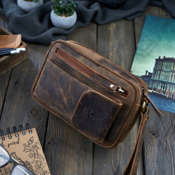 Skórzana saszetka męska do ręki vintage Paolo Peruzzi T-56-HBR