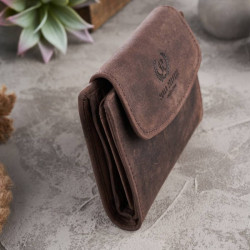 Damski brązowy skórzany portfel Paolo Peruzzi T-12-HBR