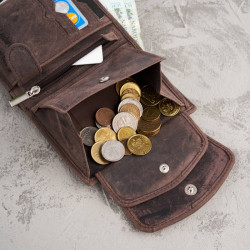 Damski brązowy skórzany portfel Paolo Peruzzi T-12-HBR