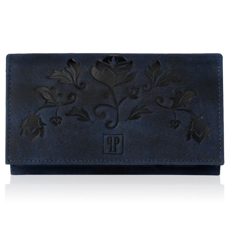 Portfel damski vintage skórzany w kwiaty Paolo Peruzzi T-44-DB