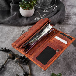 Portfel damski vintage skórzany w kwiaty Paolo Peruzzi T-44-OR