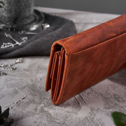 Portfel damski vintage skórzany w kwiaty Paolo Peruzzi T-44-OR