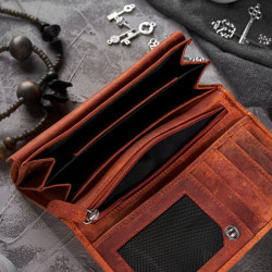 Portfel damski vintage skórzany w kwiaty Paolo Peruzzi T-44-OR