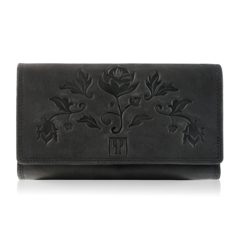 Portfel damski skórzany duży vintage Paolo Peruzzi T-05-BL