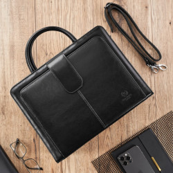 Czarna teczka aktówka damska Paolo Peruzzi Bergamo 168BY-BL