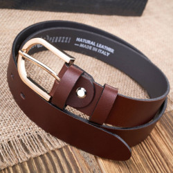 Pasek damski skórzany brązowy 90 cm ze złotą klamrą Paolo Peruzzi PG-01-BRZ-90