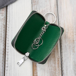 Skórzane etui na klucze zielone lakierowane croco SP-22-CGRN
