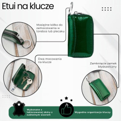 Skórzane etui na klucze zielone lakierowane croco SP-22-CGRN