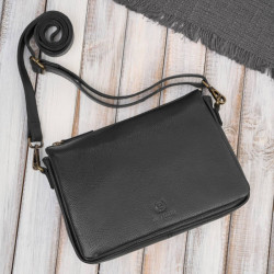 Torebka damska na ramię skórzana czarna kompaktowa listonoszka Paolo Peruzzi IM-04-BL