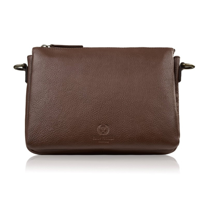 Torebka damska na ramię skórzana brązowa kompaktowa listonoszka Paolo Peruzzi IM-04-BR