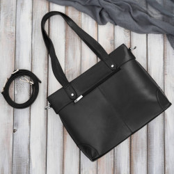 Torebka damska skórzana na ramię duża czarna torba damska shopper Paolo Peruzzi T-41-BL