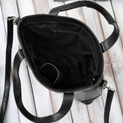 Torebka damska skórzana na ramię duża czarna torba damska shopper Paolo Peruzzi T-41-BL