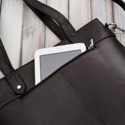 Torebka damska skórzana na ramię brązowa pojemna shopper bag Paolo Peruzzi T-41-BR