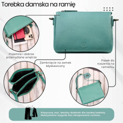 Torebka damska na ramię skórzana turkusowa kompaktowa listonoszka Paolo Peruzzi IM-04-AQ