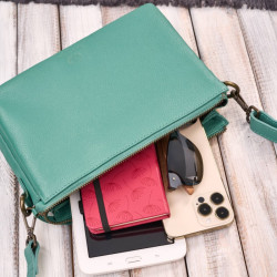 Torebka damska na ramię skórzana turkusowa kompaktowa listonoszka Paolo Peruzzi IM-04-AQ