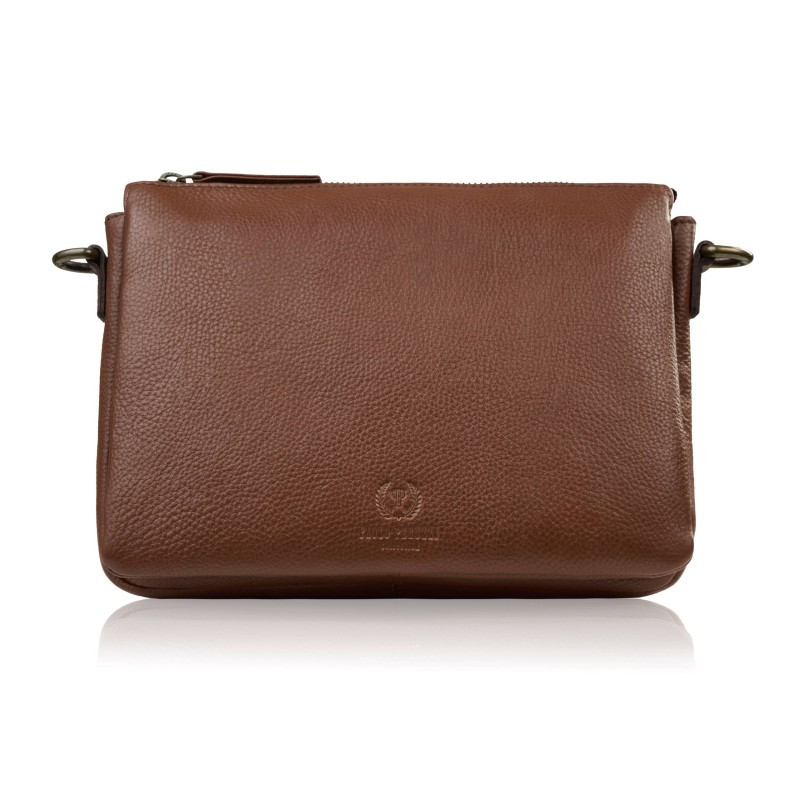 Torebka damska na ramię skórzana koniakowa kompaktowa listonoszka Paolo Peruzzi IM-04-CG