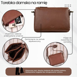 Torebka damska na ramię skórzana koniakowa kompaktowa listonoszka Paolo Peruzzi IM-04-CG