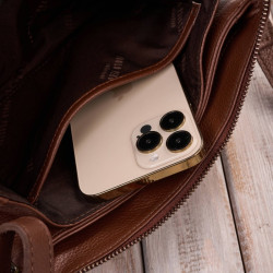 Torebka damska na ramię skórzana koniakowa kompaktowa listonoszka Paolo Peruzzi IM-04-CG