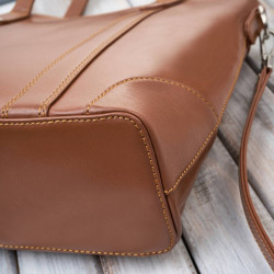 Torebka damska skórzana na ramię i do ręki shopper bag koniakowa pojemna Paolo Peruzzi T-41-CG