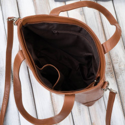 Torebka damska skórzana na ramię i do ręki shopper bag koniakowa pojemna Paolo Peruzzi T-41-CG