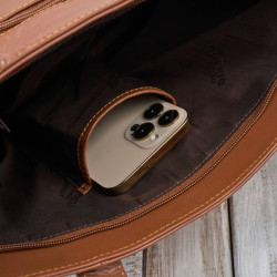 Torebka damska skórzana na ramię i do ręki shopper bag koniakowa pojemna Paolo Peruzzi T-41-CG