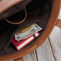 Torebka damska skórzana na ramię i do ręki shopper bag koniakowa pojemna Paolo Peruzzi T-41-CG