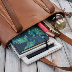 Torebka damska skórzana na ramię i do ręki shopper bag koniakowa pojemna Paolo Peruzzi T-41-CG