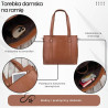 Torebka damska skórzana na ramię i do ręki shopper bag koniakowa pojemna Paolo Peruzzi T-41-CG