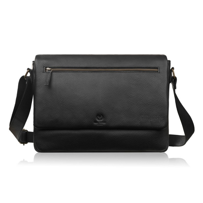 Torba męska skórzana na ramię na laptopa czarna Paolo Peruzzi IM-03-BL