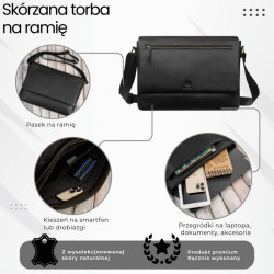Torba męska skórzana na ramię na laptopa czarna Paolo Peruzzi IM-03-BL