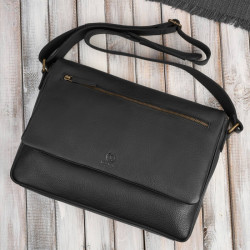 Torba męska skórzana na ramię na laptopa czarna Paolo Peruzzi IM-03-BL