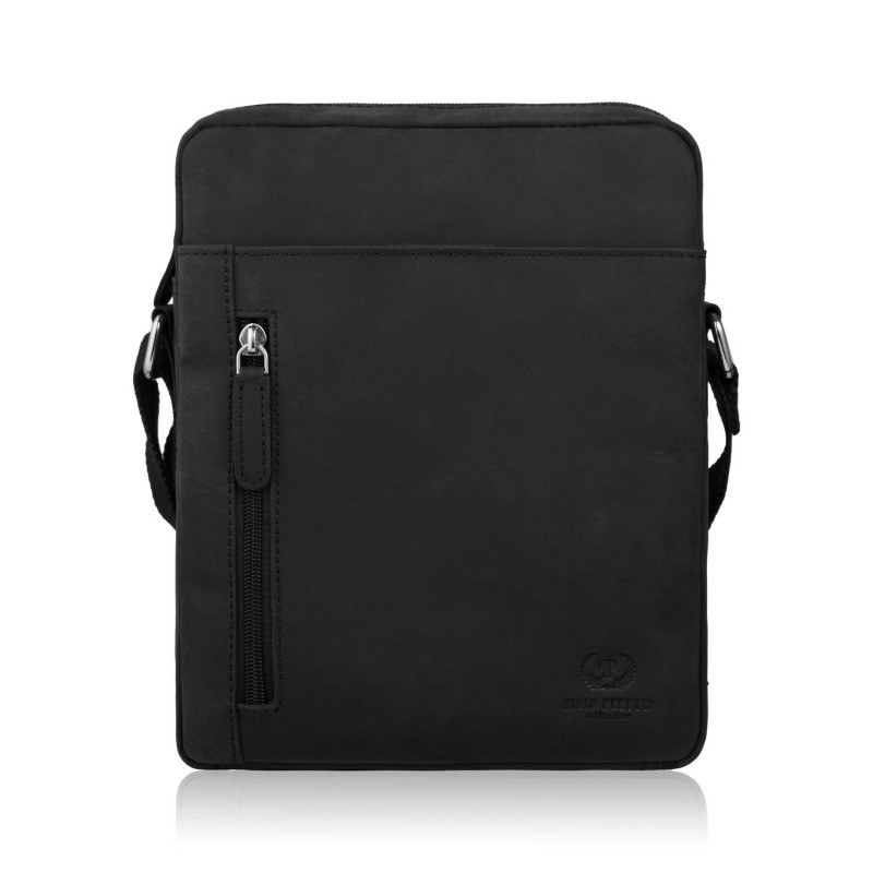 Saszetka męska skórzana na ramię czarna listonoszka vintage Paolo Peruzzi T-119-HBL