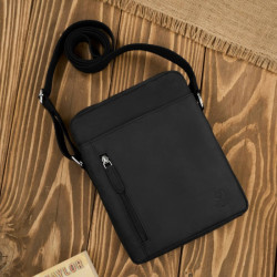 Saszetka męska skórzana na ramię czarna listonoszka vintage Paolo Peruzzi T-119-HBL