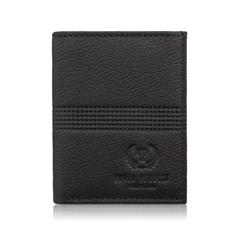 Portfel męski mały cienki z przegrodami skórzany praktyczny i stylowy RFID Paolo Peruzzi T-149-BR