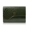 Portfel damski skórzany mały ciemnozielony croco w orientacji poziomej z RFID Paolo Peruzzi T-135-GR