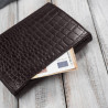 Portfel damski skórzany mały brązowy croco w orientacji poziomej z ochroną RFID Paolo Peruzzi T-135-BR